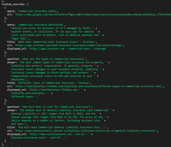 search results from serpstack
