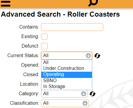 advanced search rcdb