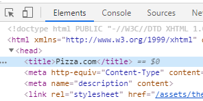 selecting title in developer tools with css and cheeriojs