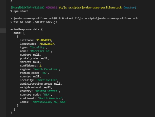 positionstack results for morrisville