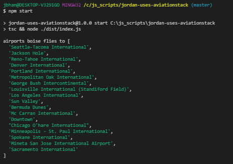 aviationstack results for airports that boise flies to