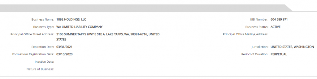 business details from washington secretary of state