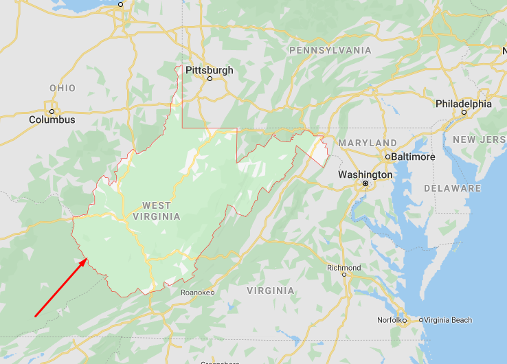 map of with west virginia and virginia in it