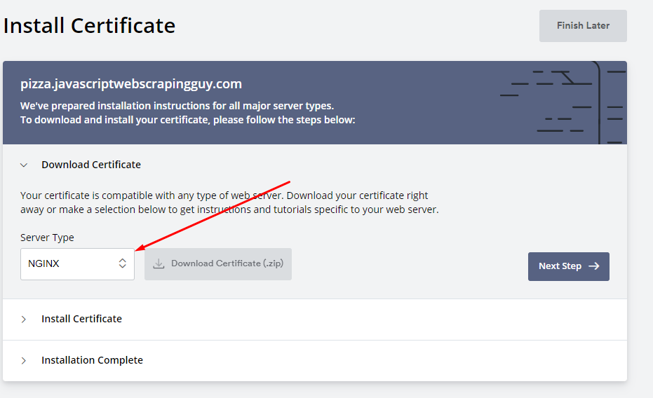 zerossl step 9