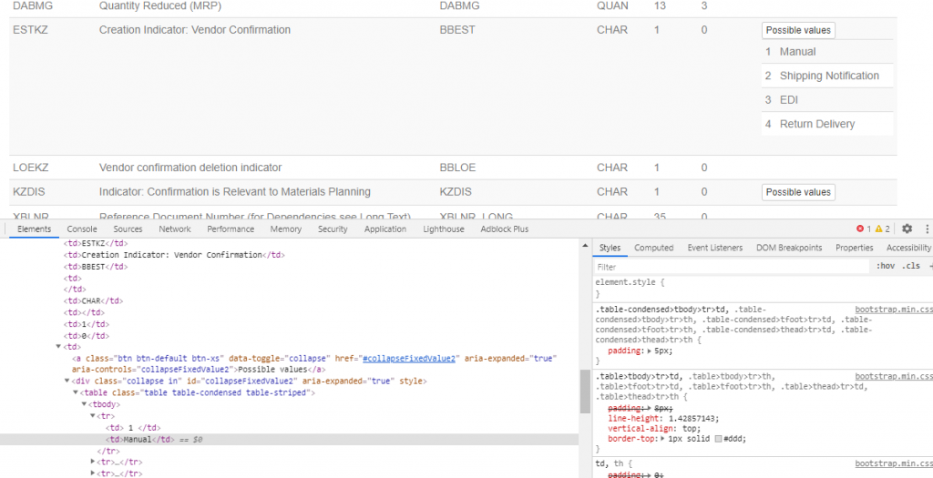 possible values html