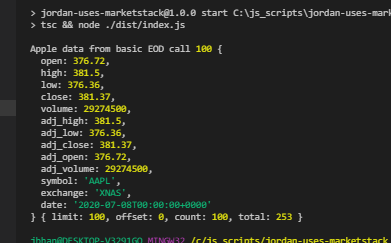 marketstack basic eod response