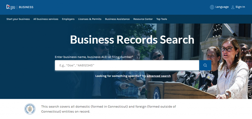 Connecticut secretary of state business search