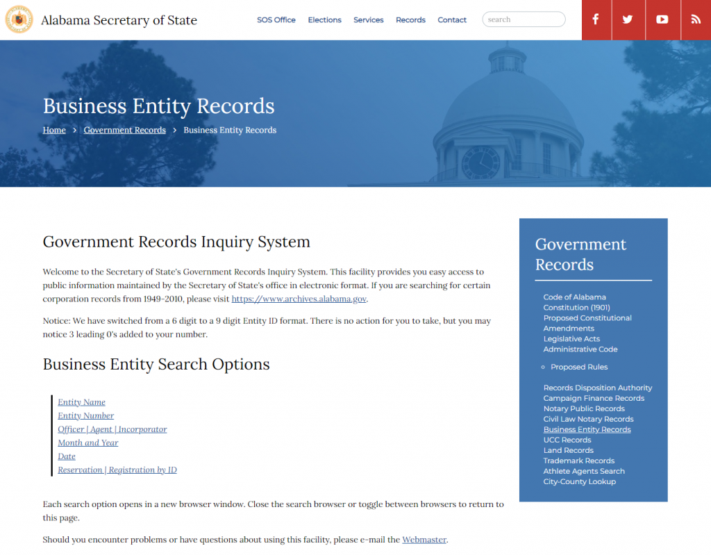 Alabama secretary of state business search