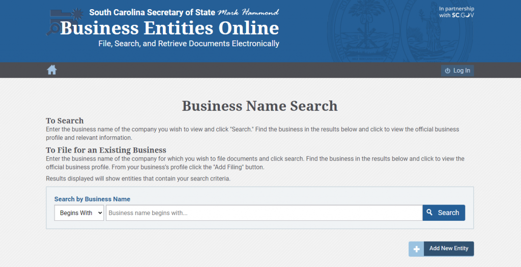 South Carolina Secretary of State Business Search