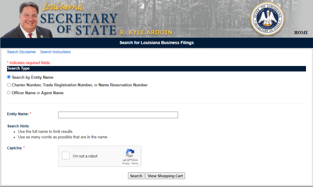 Louisiana Secretary of State Business Search