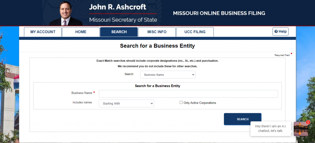 Missouri secretary of state business search
