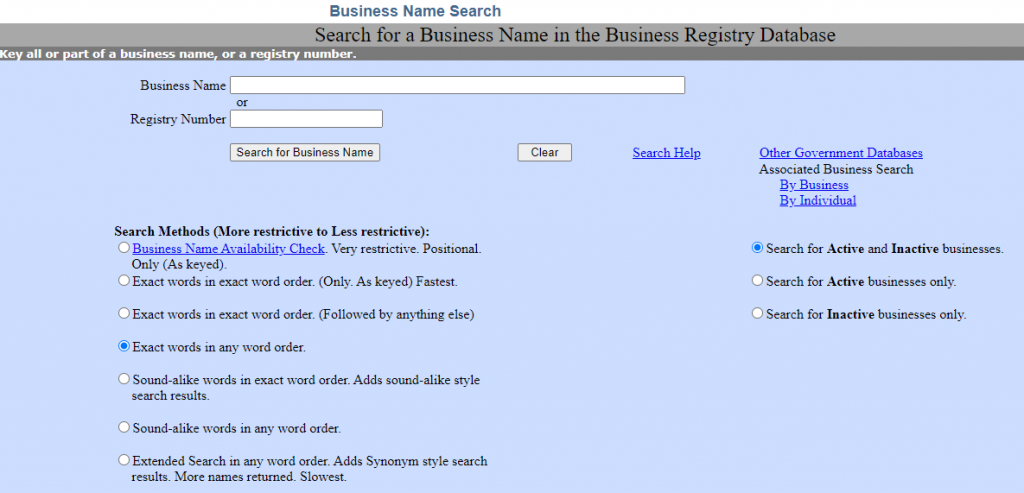 Oregon Secretary of State Business Search
