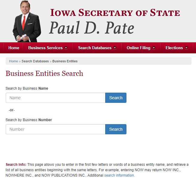 Iowa Secretary of State Business Search